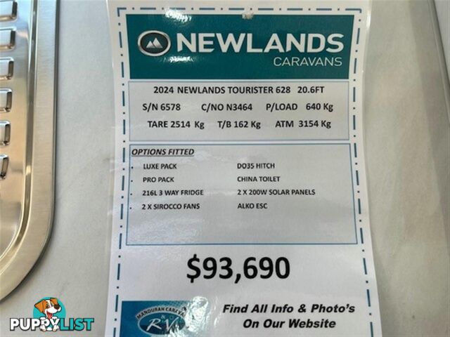 2024 NEWLANDS TOURISTER 628 LUXE PRO PACK CARAVAN