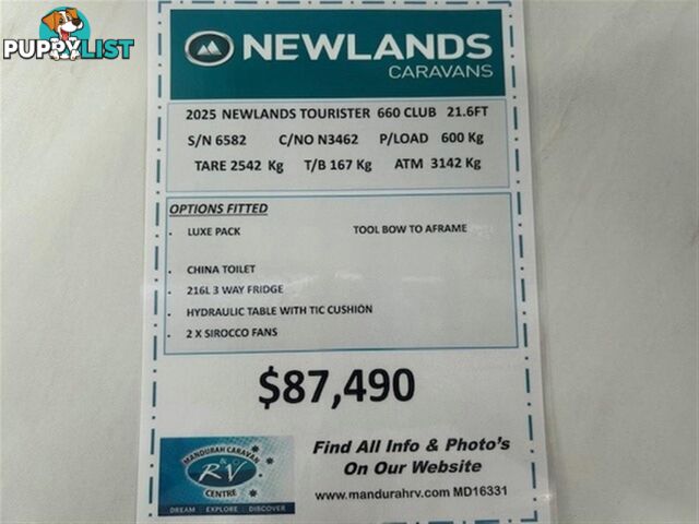 2024 NEWLANDS TOURISTER 660 CLUB LUXE PACK CARAVAN