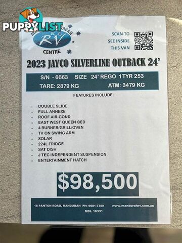 2023 JAYCO SILVERLINE DOUBLE SLIDE OUTBACK 24' SLIDE-ON CAMPER
