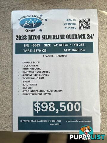 2023 JAYCO SILVERLINE DOUBLE SLIDE OUTBACK 24' SLIDE-ON CAMPER
