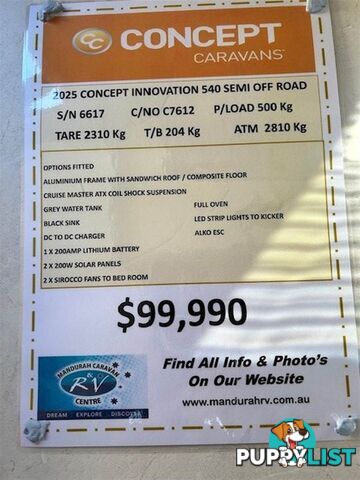 2025 CONCEPT INNOVATION OZ PACK 540S SEMI OFF ROAD CARAVAN
