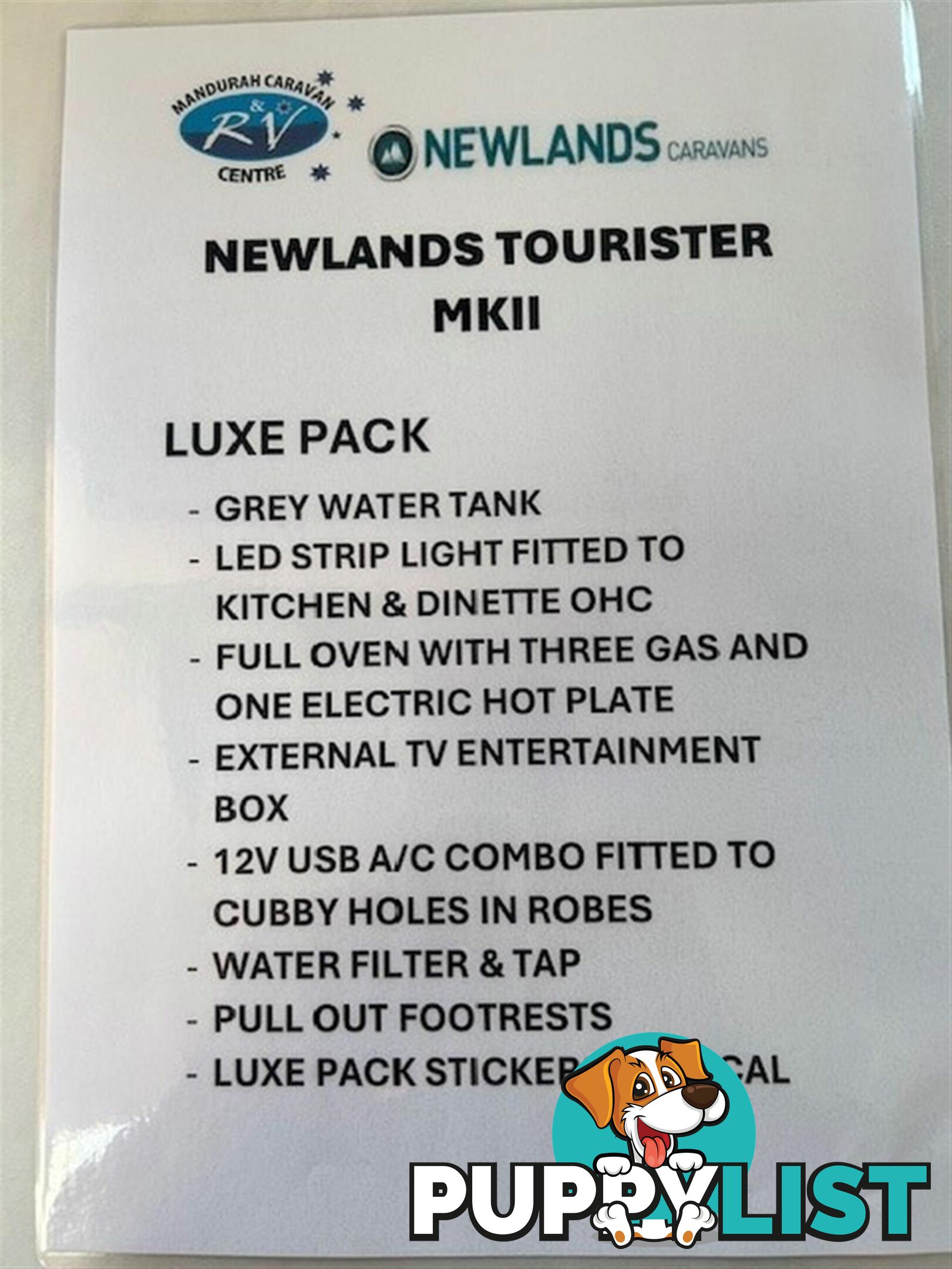 2025 NEWLANDS TOURISTER 600 LUXE PACK CAFE LOUNG CARAVAN