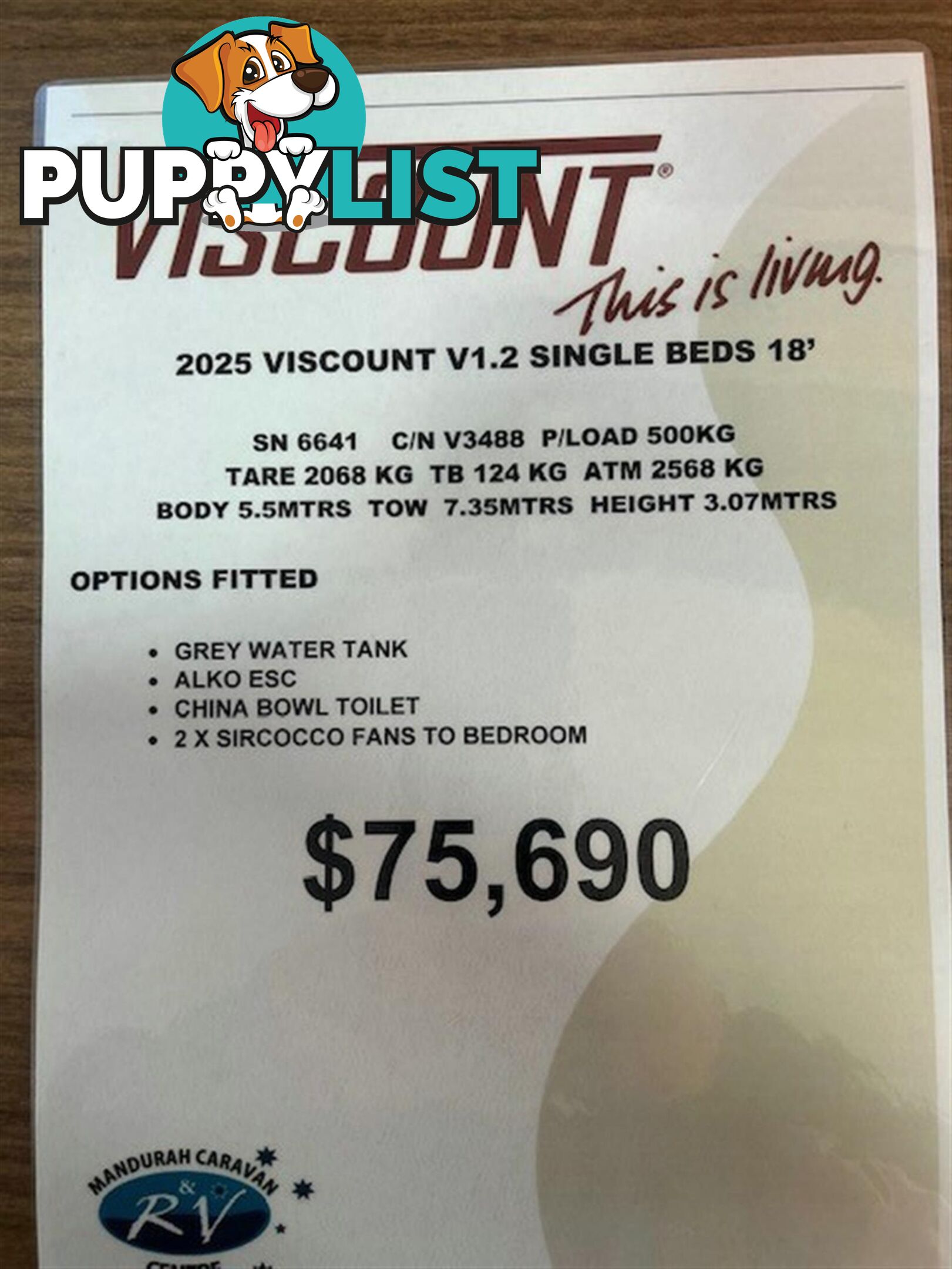 2025 VISCOUNT V1.2 L SHAPE SINGLE BEDS CARAVAN