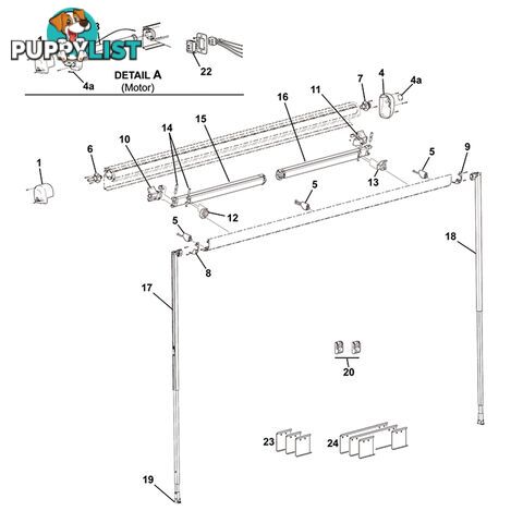 Carefree Freedom Left Hand Vertical Support Leg-Used With 3.0m & Up. R001654-002