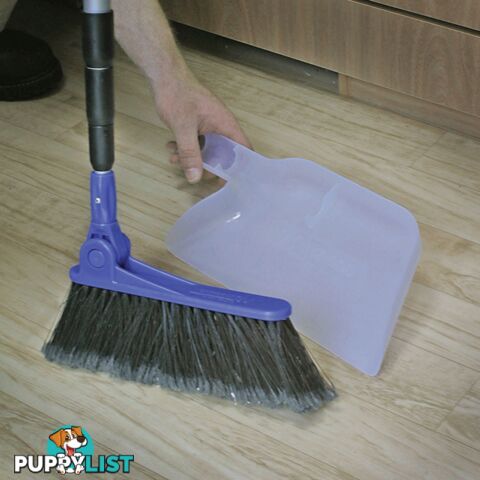 Camco Adjustable Broom W/Clip On Dust Pan. 43623