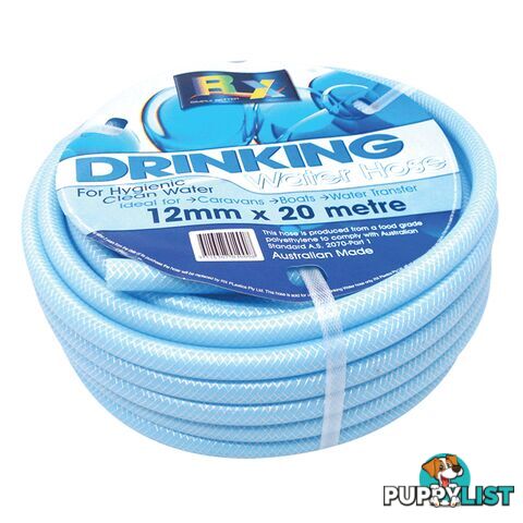 Blue 20M Roll 12mm Non Toxic Reinforced Water Hose. 25Dwbx20