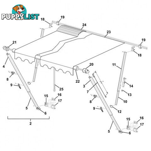 Carefree Upper Brace & Top Bracket White For Universal Hardware. R00413-301-55