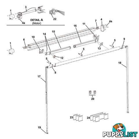 Carefree Freedom Right Hand Vertical Support Leg-Used With 3.0m & Up. R001654-102