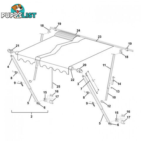 Carefree White Main Inner Arm For Universal & Poptop Hardware. R00412-301-55