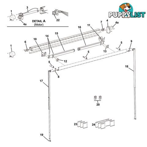 Carefree Freedom Left Hand End Plate Lead Rail White. R001624Wht