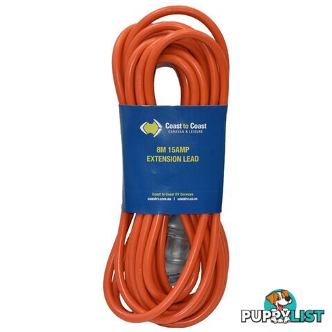 Coast 8M/15Amp Heavy Duty 240V Extension Lead - Led Equipped. Md-15+Md-15Z/8