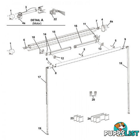 Carefree Freedom Right Hand End Plate Lead Rail White. R001625Wht