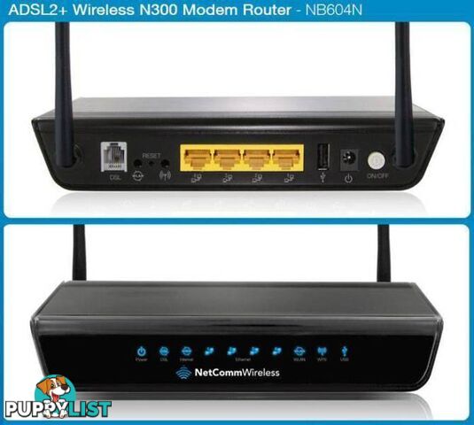 NETCOMM NB604N ADSL2+ Wireless N300 Modem Router w/USB port & 4