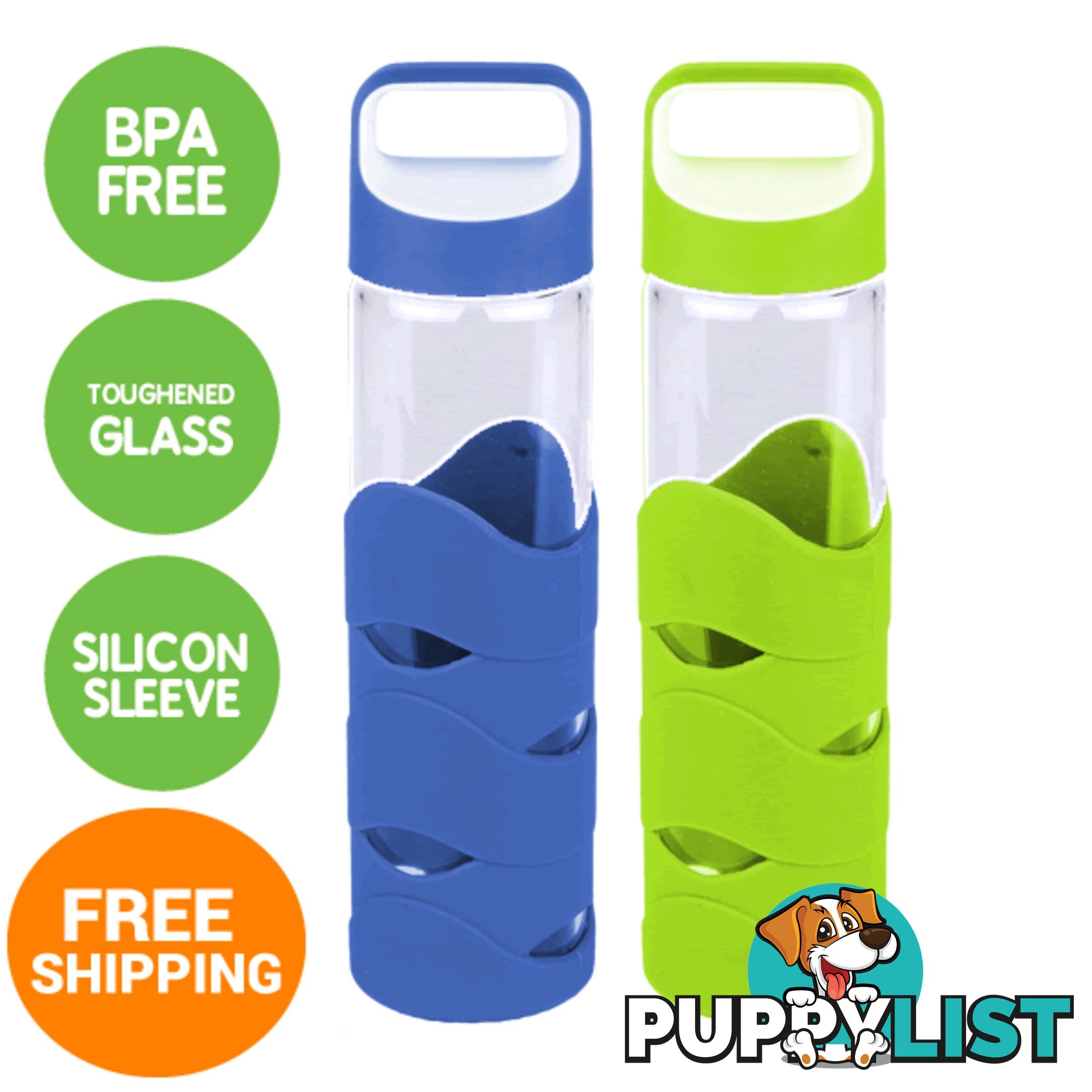 Glass Sports Bottles with BPA free lid x 2 - glassnew2