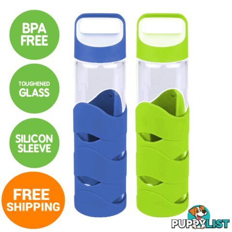 Glass Sports Bottles with BPA free lid x 2 - glassnew2