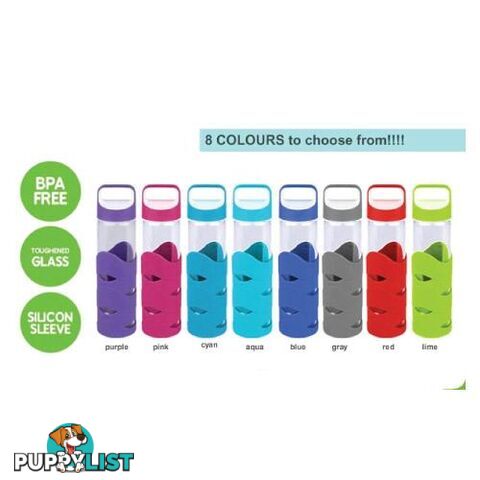 Glass Sports Bottles with BPA free lid x 2 - glassnew2