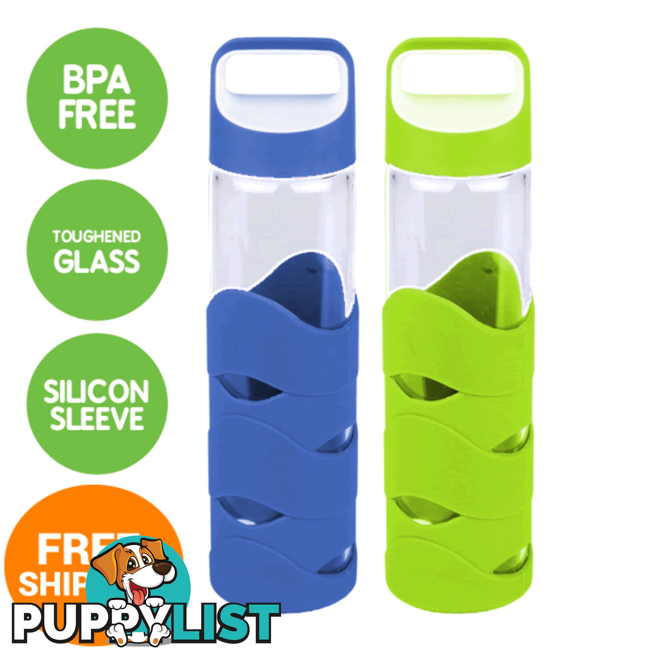 Glass Sports Bottles with BPA free lid x 2 - glassnew8