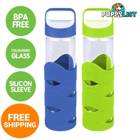 Glass Sports Bottles with BPA free lid x 2 - glassnew8