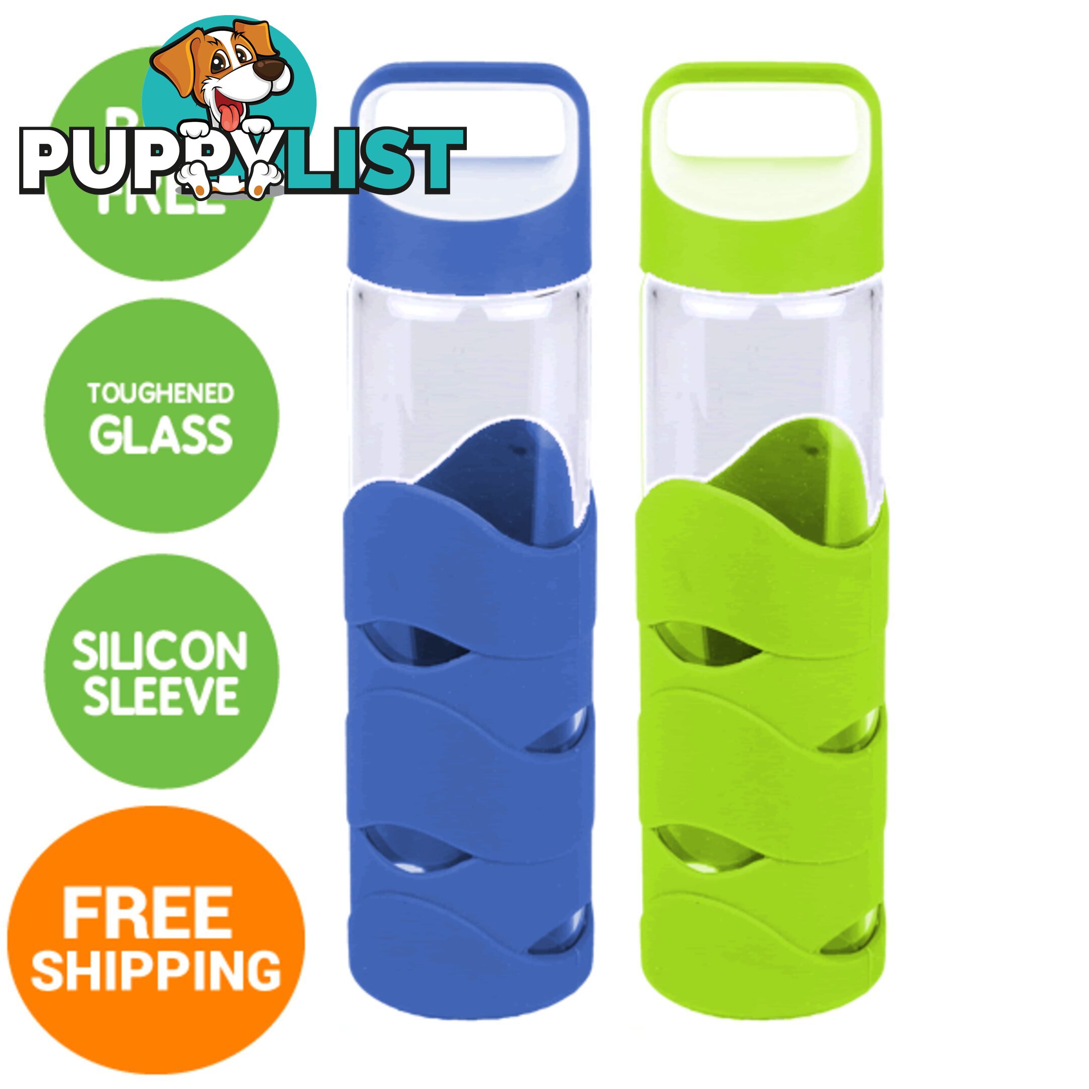 Glass Sports Bottles with BPA free lid x 2 - glassnew9