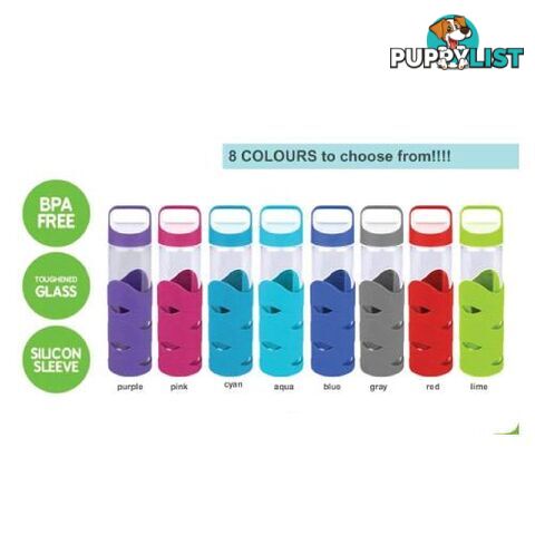 Glass Sports Bottles with BPA free lid x 2 - glassnew9