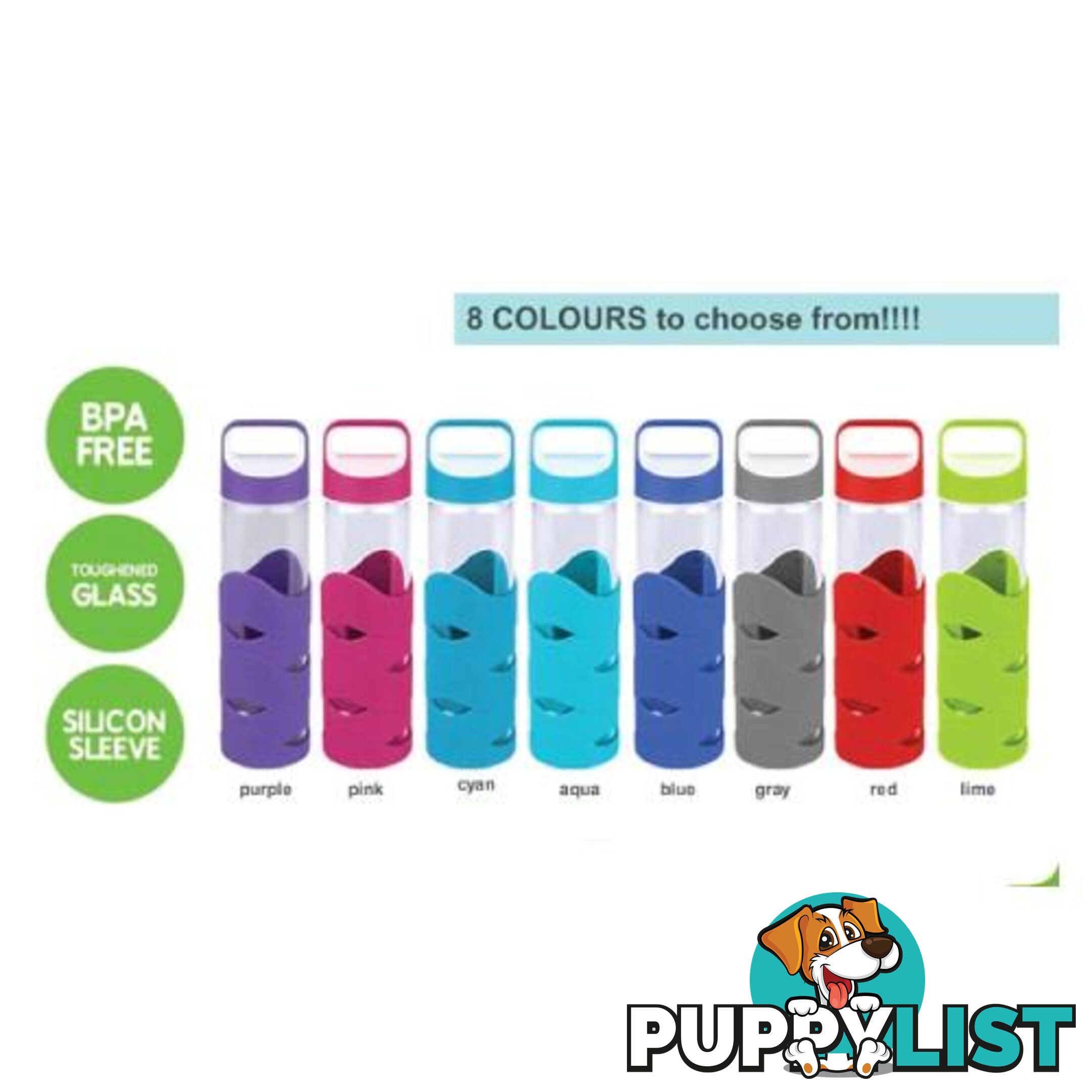 Glass Sports Bottles with BPA free lid x 2 - glassnew4