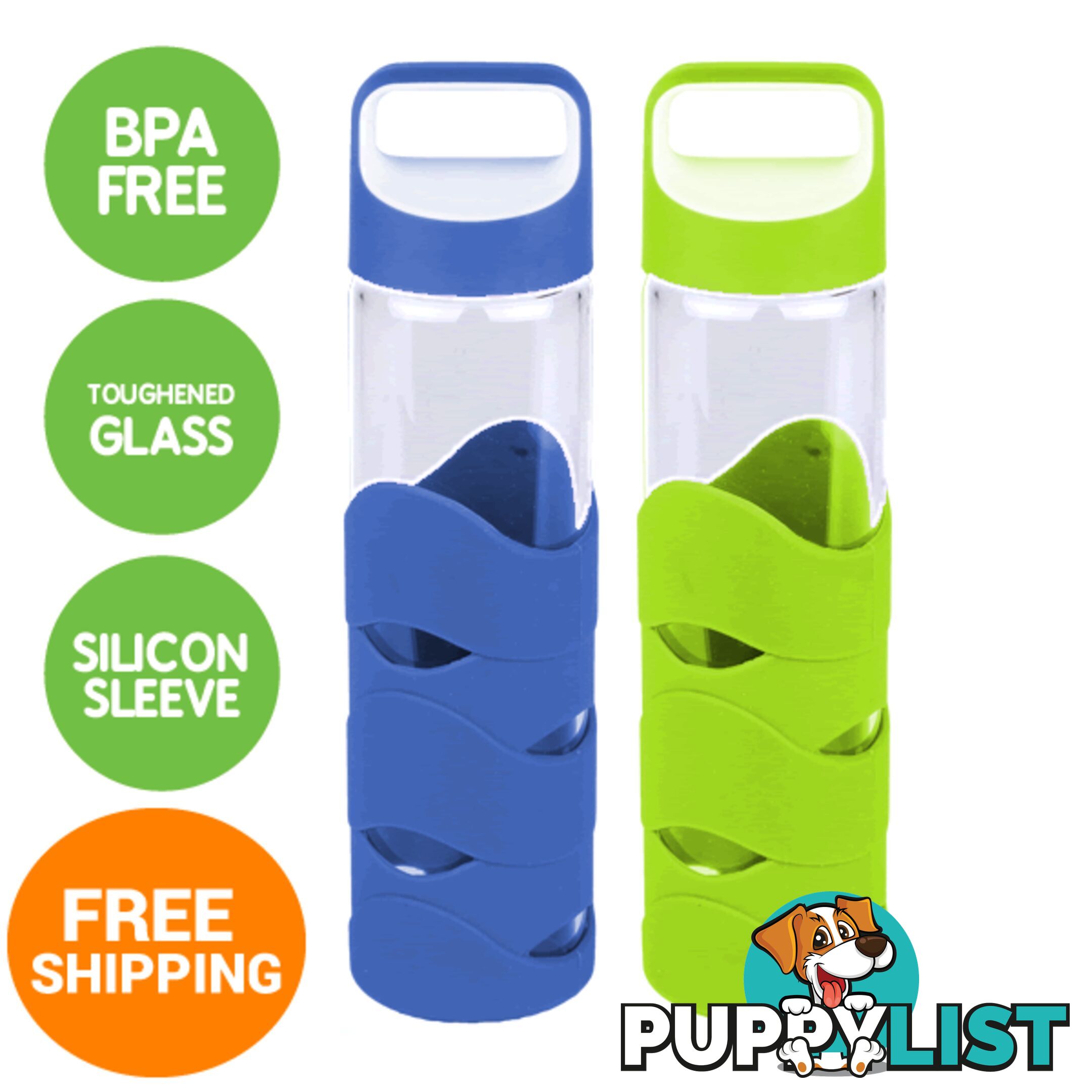 Glass Sports Bottles with BPA free lid x 2 - glassnew4