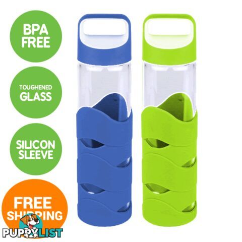 Glass Sports Bottles with BPA free lid x 2 - glassnew6