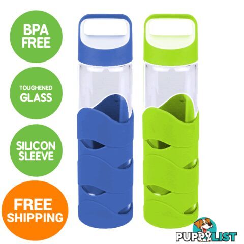 Glass Sports Bottles with BPA free lid x 2 - glassnew7