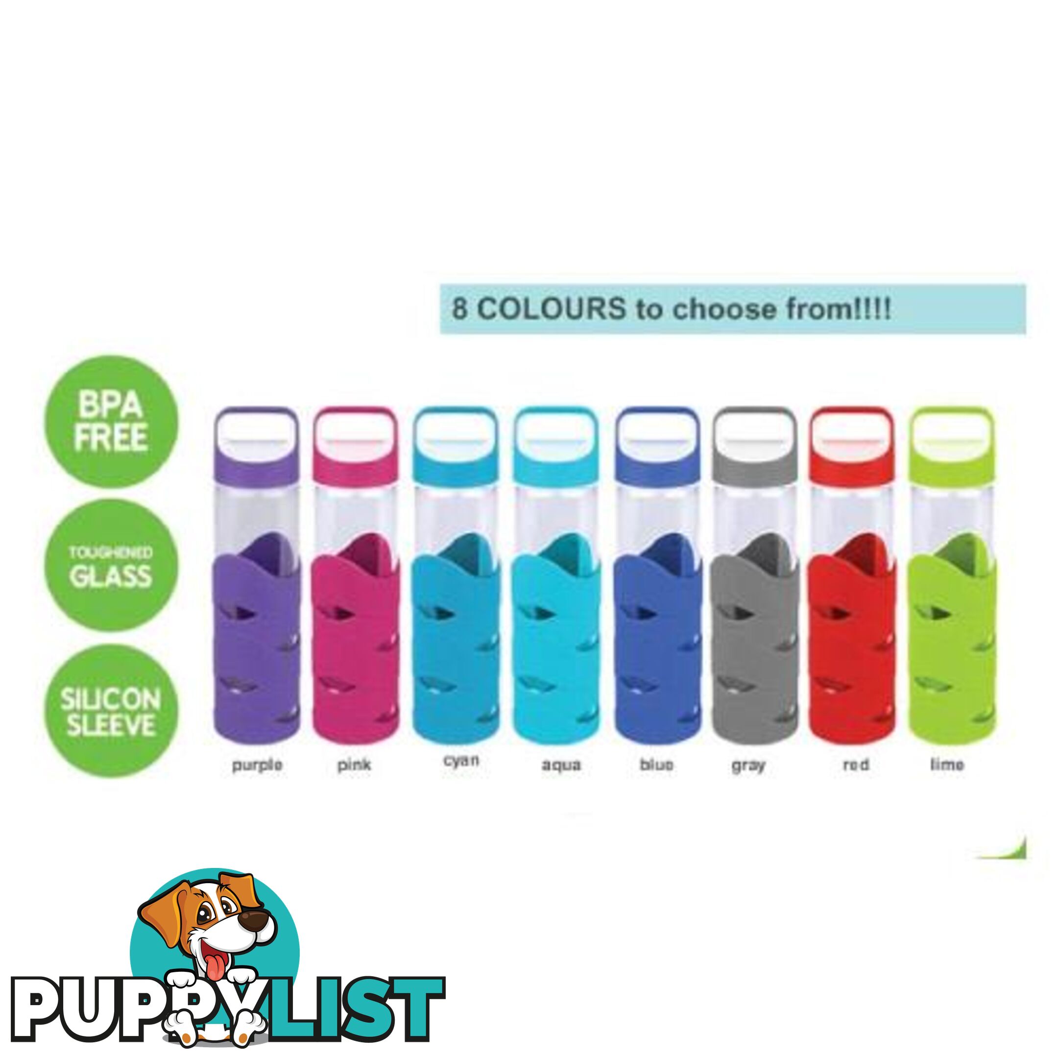 Glass Sports Bottles with BPA free lid x 2 - glassnew7