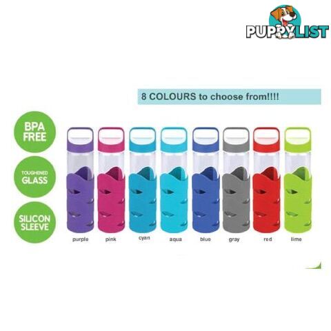 Glass Sports Bottles with BPA free lid x 2 - glassnew7