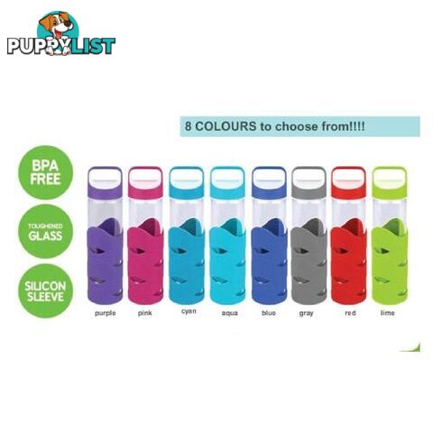 Glass Sports Bottles with BPA free lid x 2 - glassnew3