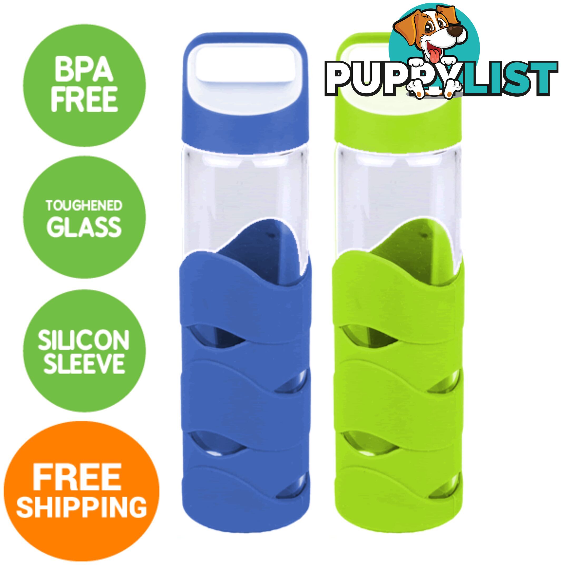 Glass Sports Bottles with BPA free lid x 2 - glassnew3