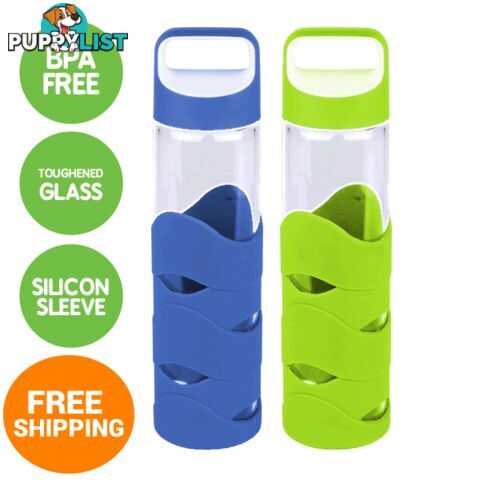 Glass Sports Bottles with BPA free lid x 2 - glassnew3