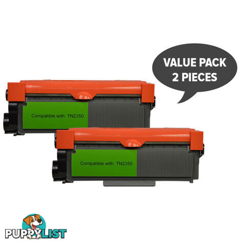 2 x TN-2350 Premium Generic Toner Cartridge