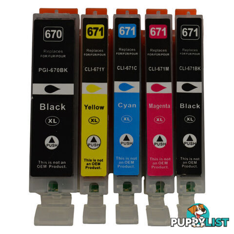 PGI-670XL CLI-671XL Compatible Inkjet Set 5 Cartridges