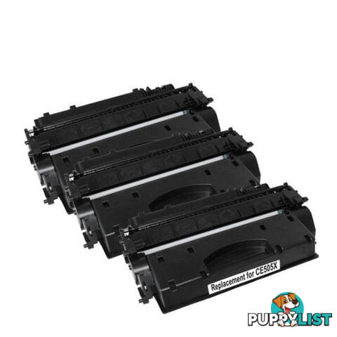 HP Compatible CE505X HP 05X Cart 319ii Black Premium Generic Toner Set of 3