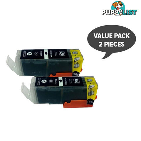 2 x PGI-650XL Pigment Black Compatible Cartridge