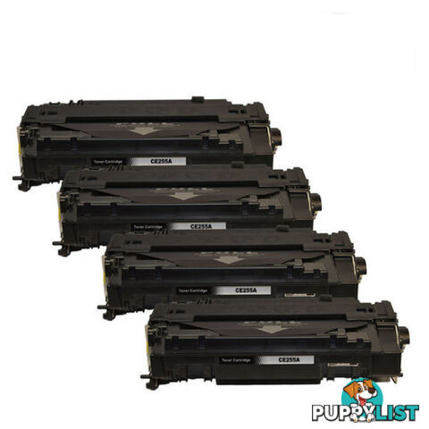 HP Compatible CE255A 55A Black Compatible Laser Toner x 4