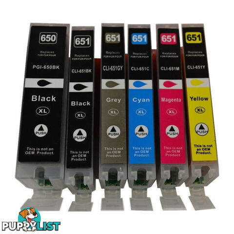 PGI-650XL CLI-651XL Compatible Inkjet Set 6 Cartridges [Boxed Set]