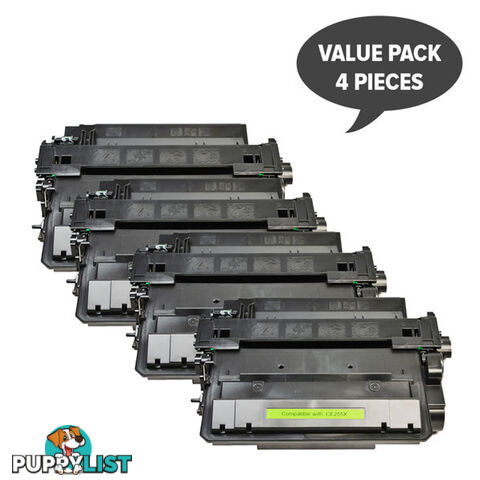 HP Compatible CE255X 55X Black Compatible Laser Toner x 4