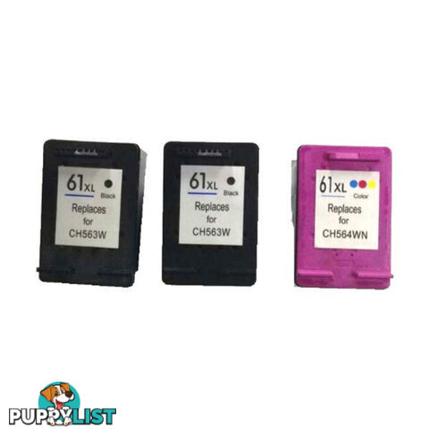 HP Compatible Remanufactured Value Pack 2 x HP 61XL Black & 1 x HP 61XL Color New Chip