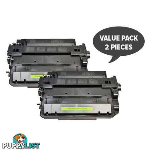 HP Compatible 2 x CE255X 55X Black Compatible Laser Toner