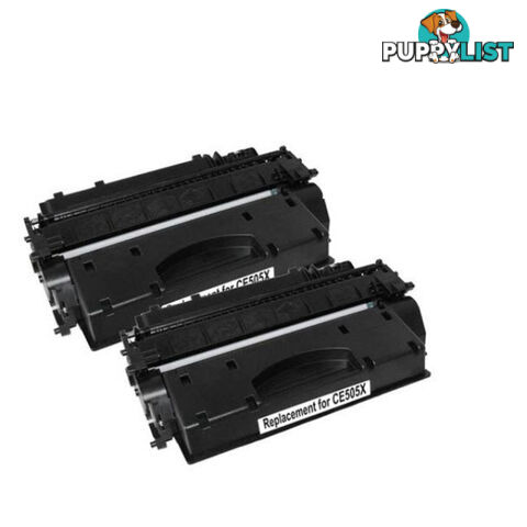 HP Compatible 2 x CE505X HP 05X Cart 319ii Black Premium Generic Toner