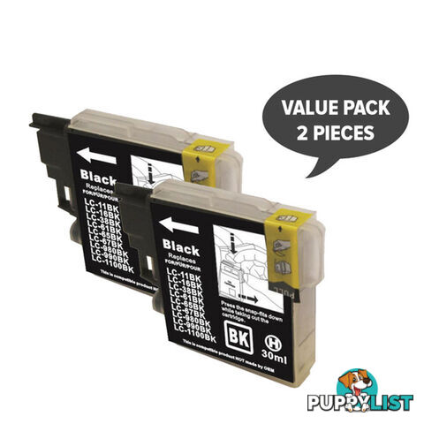 2 x LC38 LC67 Black Compatible Inkjet Cartridge