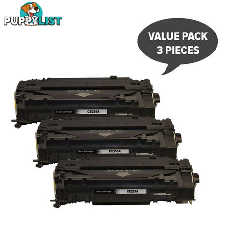 HP Compatible CE255A Premium Generic Toner X 3