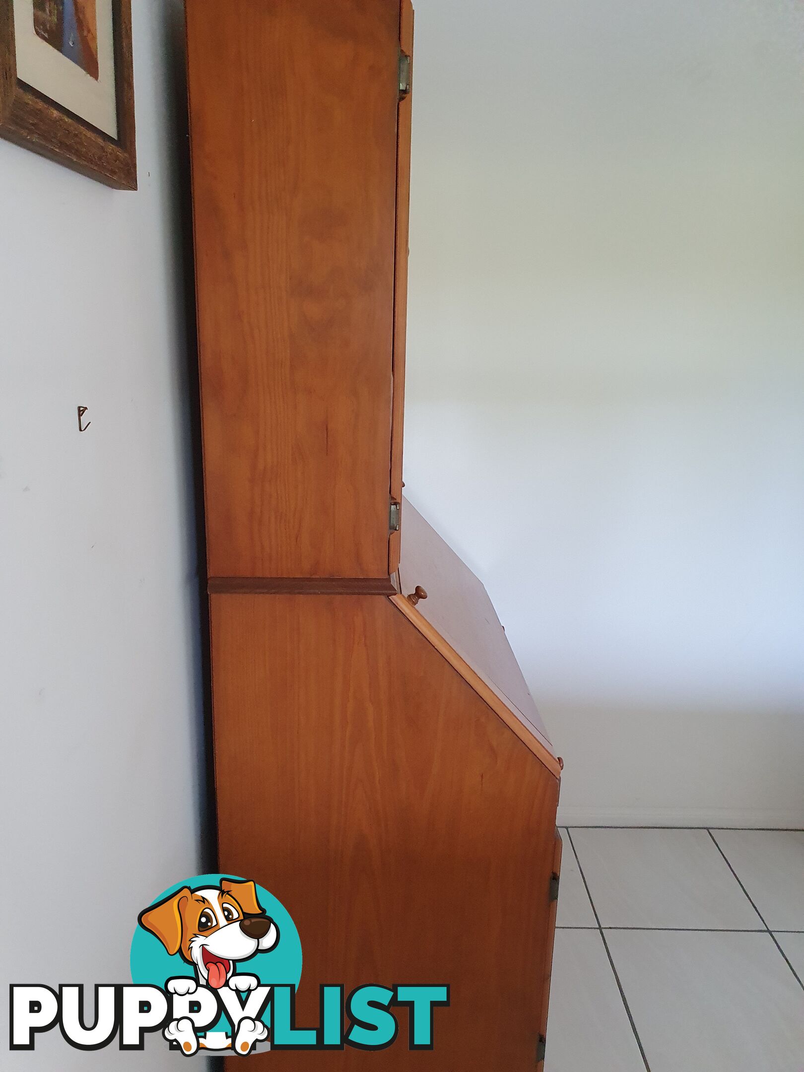 Teak computer and storage  desk.