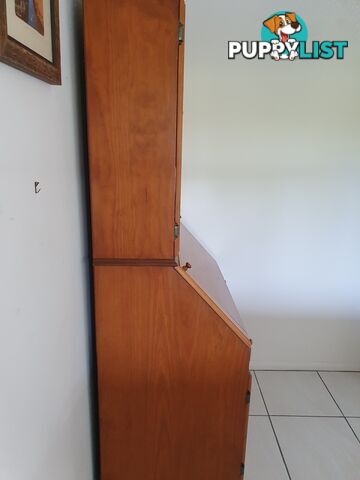 Teak computer and storage  desk.