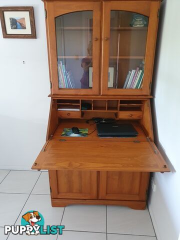 Teak computer and storage  desk.