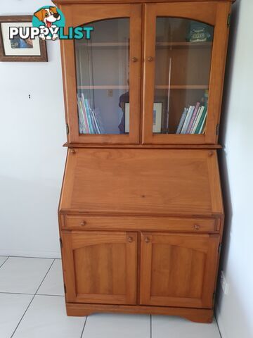 Teak computer and storage  desk.