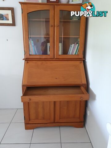 Teak computer and storage  desk.